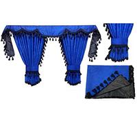 LKW Gardinen für FH Aero FH4 FH5, blau-schwarz, 6cm Fransen