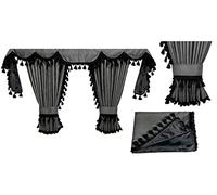 LKW Gardinen für Volvo FH Aero FH4 FH5, grau-schwarz, Fransen