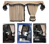 LKW Gardinen Kabinen Vorhänge Sichtschutz für DAF XF 106 Space Cab und Super Space Cab, beige- schwarz