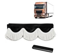 LKW Gardinen mit Quasten, Sonnenblende für alle LKW | Bietet Sonnenschutz für Truck Maarken, Sonnenblende, Universell passend, Schwarz, Weiße Quasten