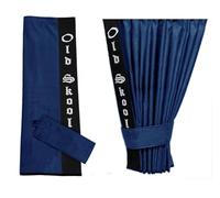 LKW Gardinen passend für Man TGX, TGS bis 2020, dunkelblau mit schwarzer Kante aus Kunstleder Old Skool