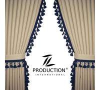 LKW Scheibengardinen MAN TGX XLX 2007-2020 Beige-Dunkelblau + Gardinenhaken B02