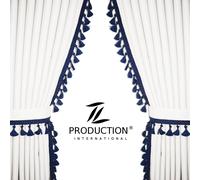 LKW Scheibengardinen passend für MAN TGX XXL Weiß-Dunkelblau + Gardinenhaken W01