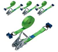 LOADCARE 4er Set 4m Zweiteiliger Ratschenzurrgurt Spanngurt mit Ratsche für Airlineschiene Zurrschiene 500daN (grün)