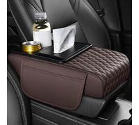 LOPAMCGH Auto Armlehnenkissen für Opel Astra Crossland Insignia Mokka Combo Vectra, PU Leder Mittelarmlehne Auflage mit Getränkehalter & Seitentaschen, Universal Auto Mittelkonsolen Armlehne Kissen