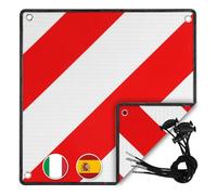 Lospitch Premium Warntafel Aluminium 2in150x50cm, Premium Warntafel für Italien und Spanien, Reflektierend rot-weiß für Heckträger u Fahrradträger, Auto,Camping