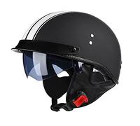 LPXPLP Halbschalenhelm Mit ECE Zulassungiber Brain-Cap Halbschale Jet-Helm Roller-Helm Scooter-Helm Retro Half Helm mit Built-in Visier für Cruiser Chopper Biker Moped DOT/ECE-Zulassung B,M=57-58CM