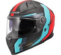 LS2 FF811 Vector II Carbon Grid Helm, rot matt/türkis, Größe 4XL (67/68)