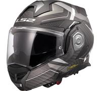 LS2, Modularer Motorradhelm ADVANT X CARBON HORIZON Matt Silver Grey, L | Beschlaghemmend