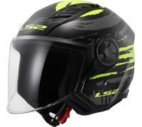 LS2, Jet-Motorradhelm AIRFLOW II Brush black yellow, XXXL