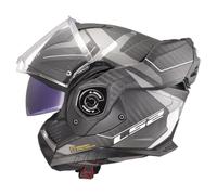 LS2 Klapphelm Advant X Carbon Horizon Silber Grau FF901 Motorrad Helm + dunkles Visier S (55-56cm)