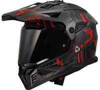 LS2 MX702 PIONEER II CRAZY Integralhelm matt schwarz-rot L