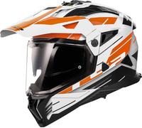 LS2 MX702 Pioneer II Namib Motocross Helm, weiss-orange, Größe 3XL für Männer