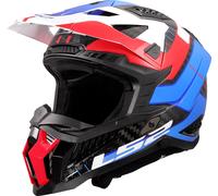 LS2 MX703 X-Force Galuo Carbon Motocross Helm, weiss-rot-blau, Größe XS für Männer