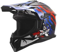 LS2 MX708 FAST II GROTESK MX-Helm weiss-blau-rot XXL