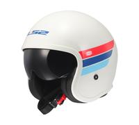 LS2, Jet Motorradhelm SPITFIRE II RETRO White Blue Red, L