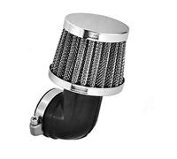 Luftfilter Sportluftfilter, Tuning 35mm, 90° Biegung, Stahlgewebe, Chromdeckel für Motorrad, Roller