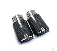 LUOSHUO Auspuffblende 1 STÜCK Auto-Auspuff-Schwanzrohr glänzend Carbon-End-Ende-blaue Edelstahl-gerader Schalldämpfer-Tipp mit Fit-Verwendung for BMW F30 Auspuff Endrohr (Color : 66-89mm)