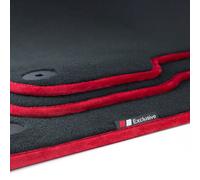tuning-art LX365 Luxury-Line Fußmatten für Mercedes SLK R171 2004-2011, Bandeinfassung:Rot
