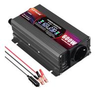 LVYUAN Wechselrichter 12V 230V 600W/ 1200W DC auf AC Spannungswandler 1 AC Steckdose & 2 USB Port Stromwandler Power Inverter für Auto KFZ Wohnwagen LKW Black