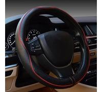 LYBFDCL Lenkradbezug für Mercedes Benz GLK 200 220 250 260 300 350 400 AMG GLK 63, Echtleder Lenkradhülle Auto-Zubehör Griffig und Atmungsaktiv Für Alle Jahreszeiten Geeignet,Black-Red