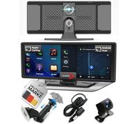 Lymaro Wireless CarPlay Display & Android Display fürs Auto, tragbares Apple Auto CarPlay Display & Android mit Bluetooth & FM, Dashcam & Rückfahrkamera (Silber)