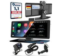 Lymaro Wireless CarPlay Display & Android Display fürs Auto, tragbares Apple Auto CarPlay Display & Android mit Bluetooth & FM, Dashcam & Rückfahrkamera (Schwarz)