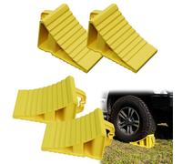 LZQ Kleine Unterlegkeile Auto mit Griff, PP Kunststoff Radstopper Bremskeile PKW Anhänger Wohnmobil, Radvorleger Anti-Rutsch Radkeil Bremse Stütze Wheel Chocks- Gelb, 4 Stück