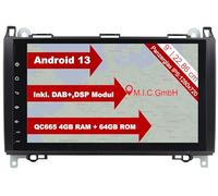 M.I.C. AB9 Android 13 Autoradio mit navi Qualcomm Snapdragon 665 6G+64G Ersatz für Mercedes Benz A-Klasse W169 B-Klasse W245 Viano Vito W639 Sprinter VW Crafter : SIM DAB+ BT 5.0 9" IPS Panzerglas
