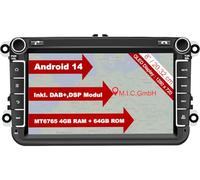 M.I.C. AV8V7-L2 Android 14 Autoradio für VW Golf 5/6 Passat Touran Tiguan T5 / Skoda/SEAT (RNS/RCD Ersatz) - 8" QLED, 4GB+64GB, CarPlay/Android Auto, 4G-SIM, DAB+ (Antenne inkl.), CANBUS integriert