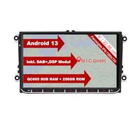 M.I.C. AV9V2-Ultra Android 13 Autoradio mit navi Qualcomm Snapdragon 665 8G+256G Ersatz für VW Golf t5 touran Passat RNS RCD Skoda SEAT: SIM DAB Plus BT 5.0 WiFi 2din 9" IPS Panzerglas Bildschirm USB