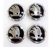 MAALLOP Rad-Emblem-Abzeichen-Logo-Aufkleber, Wasserdicht, Staubdicht, Rostfrei, Auto-Radnabenkappen, Compatible für Skoda Fabia, Octavia, Superb, Yeti 4 x 56 mm