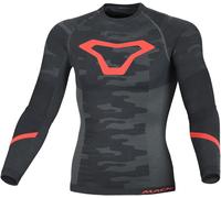 Macna Base Layer All-Season Langarm Funktionsshirt, schwarz-grau-rot, Größe 2XL 3XL für Männer