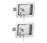 MAGICLULU 2 Stück Teiliges Edelstahl Paddle Türschloss Schwere Ausführung Einbaufertiges Flachmontage Panel Robustes Schloss für Anhänger LKW Werkzeugkasten Vielseitig und Langlebig