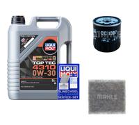 MAHLE Inspektionspaket 5L Liqui Moly Top Tec 4310 0W-30 für Jeep Compass MX 1.4