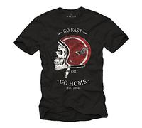 MAKAYA Motorradhelm T-Shirt für Männer Go Fast Or Go Home Biker Skull Schwarz Größe XXXXL