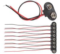 MALUGOGO 9 Volt Batterieanschlüsse aus Eisen 50 Stück mit 6cm Kabel T typ Batterieclip für Einfache Installation zum Austausch Geeignet für Elektronik und Selbstgemacht Batteriehalter