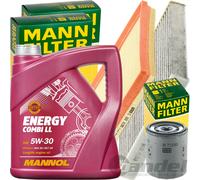 MANN FILTER INSPEKTIONSPAKET+5L MANNOL 5W30 MOTORÖL für AUDI A3 VW GOLF 7 TOURAN