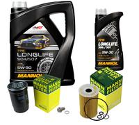 MANN-FILTER Inspektionspaket MANNOL 6L Longlife 5W-30 für KIA Soul II PS Rio