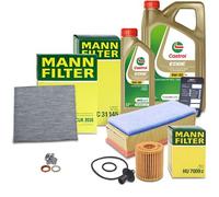 Mann-filter Inspektionspaket SET A + 6L CASTROL EGDE 5W-30 C3 Motoröl [Hersteller-Nr. 40670810] für Toyota