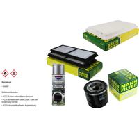 MANN-FILTER Paket + Presto Klima-Reiniger für Mazda 2 DE Stufenheck