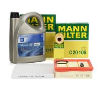 MANN Filterset + 5L ORIGINAL 5W30 dexos1 Gen3 Öl für OPEL CORSA D E 1.0-1.4