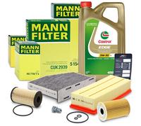 MANN INSPEKTIONSPAKET+5L CASTROL FÜR AUDI A3 SEAT SKODA VW GOLF 6 TOURAN TDI