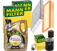 MANN INSPEKTIONSPAKET+5L TOTAL 0W-30 ÖL passend für CITROËN C3 OPEL CROSSLAND+X
