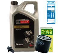 MANN Ölfilter + Original Ford Motorcraft Motoröl 5W-30 + Schraube für WSS-M2C913