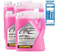 MANNOL 4X MN4012-5 Longlife Antifreeze AF12+ -40 Kühlerfrostschutz Kühlmittel 5L