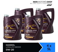 Mannol Longlife 508/509 0W-20 VW 508 00 509 00 ACEA C6 4x5 Liter = 20 Liter
