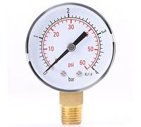 Manometer, Digital Reifendruckmesser, Wasserdruckmesser für Kraftstoff Luft Öl oder Wasser 0-4bar / 0-60psi, 1/4 Zoll NPT Messing Seitenhalterung, 50mm, Doppelte Maßstab