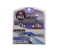 MARUTA ULTRA BOOSTER H11 55W +150% Helligkeit, Halogenlampe für Scheinwerfer, Nebellicht, Tagfahrlicht, 3800K langlebige Xenon-Gas Birne mit hochwertigem Quarzglas & Straßenzulassung (ECE Prüfzeichen)