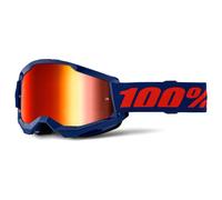 Maske Moto-Cross 100% Strata 2 Navy Objektiv Spiegel Rot